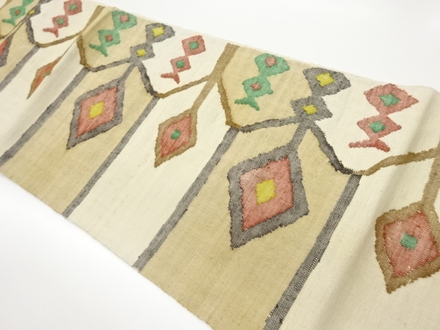 JAPANESE NAGOYA OBI / MAWATA TSUMUGI / WOVEN RHOMBUS